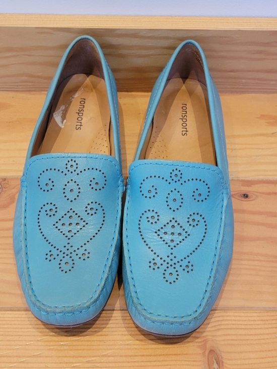 Ronsports Shoes - Ronsports- Women's Teal Perforated Leather Loafers